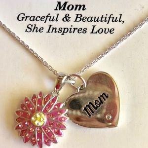 “Mom” Sterling Silver Charm Necklace Mother’s Day